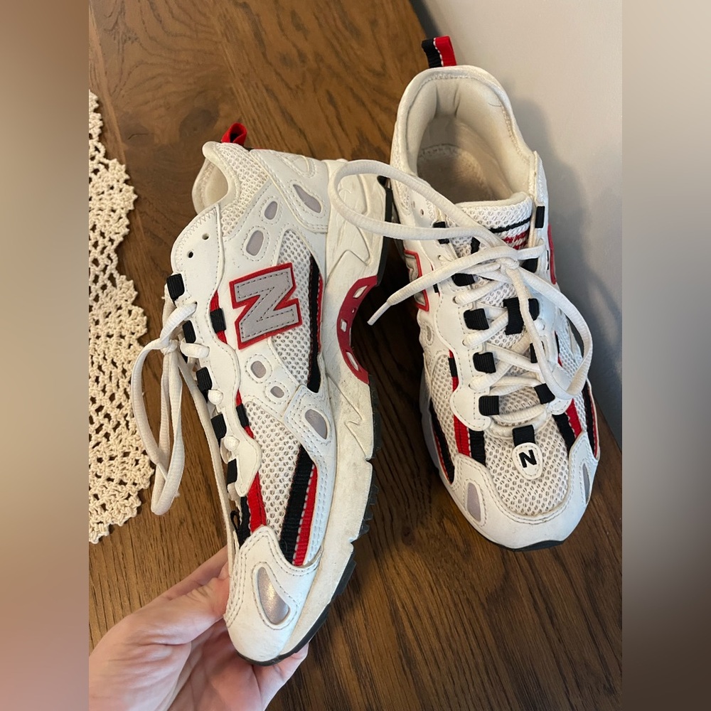 New Balance White and Red Sneakers dad sneakers